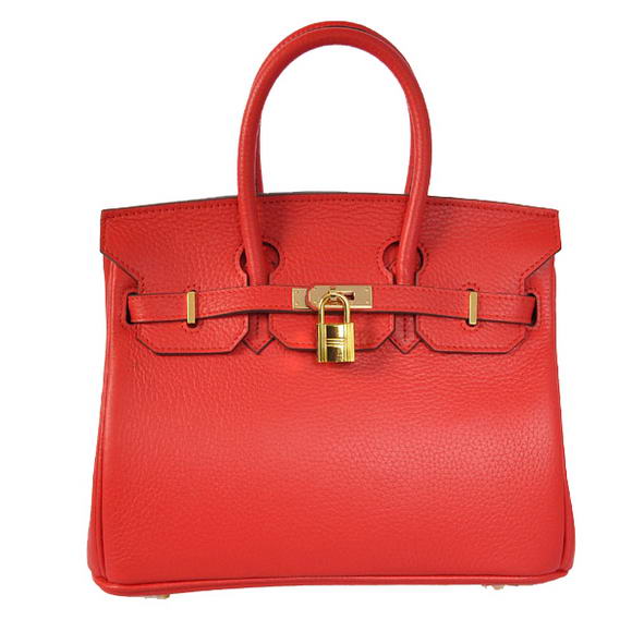 Hermes Birkin 25CM Tote Bags Togo Leather Red Godlen