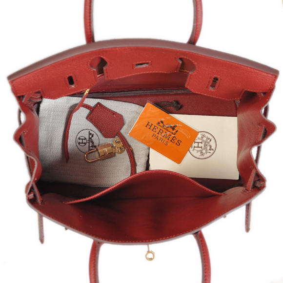 Hermes Birkin 30CM Tote Bags Bordeaux Smooth Leather Gold