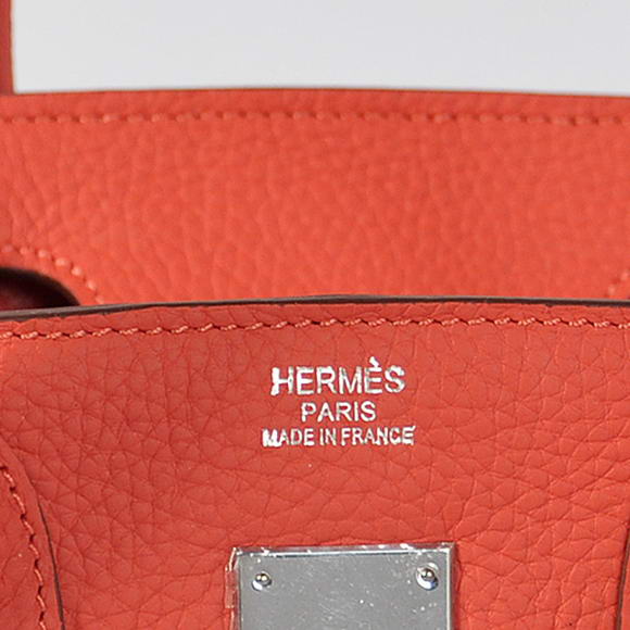 Hermes Birkin 30CM Tote Bags Pompadour Grain Leather Silver