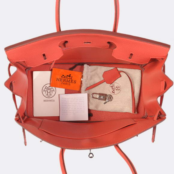 Hermes Birkin 35CM Tote Bags Togo Leather Light Red Silver Hermes Birkin 35CM Tote Bags Togo Leather Light Red Silver