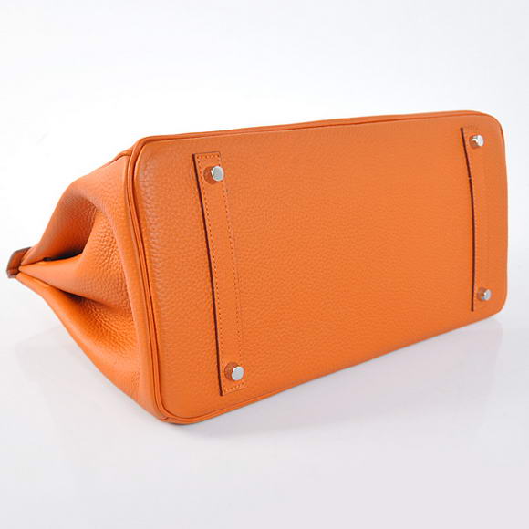 Hermes Birkin 35CM Tote Bags Togo Leather Orange Silver Hermes Birkin 35CM Tote Bags Togo Leather Orange Silver
