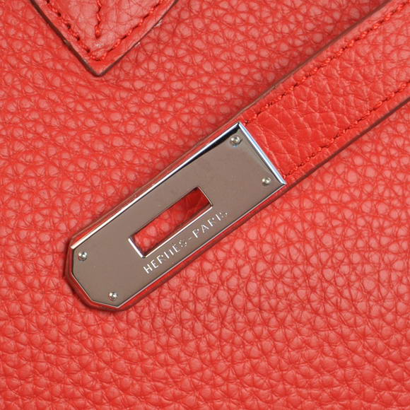 Hermes Birkin 35CM Tote Bags Togo Leather Red Silver Hermes Birkin 35CM Tote Bags Togo Leather Red Silver