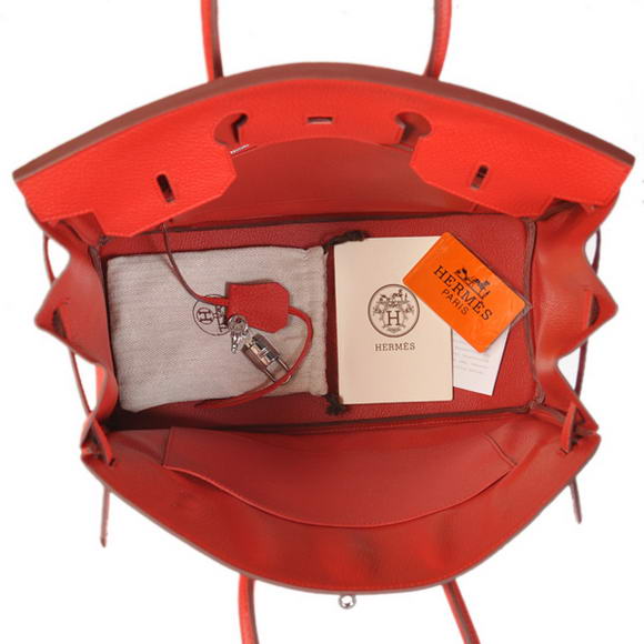 Hermes Birkin 35CM Tote Bags Togo Leather Red Silver Hermes Birkin 35CM Tote Bags Togo Leather Red Silver