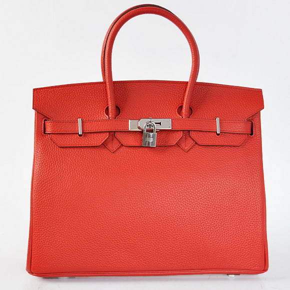Hermes Birkin 35CM Tote Bags Togo Leather Red Silver Hermes Birkin 35CM Tote Bags Togo Leather Red Silver