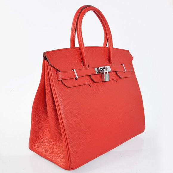 Hermes Birkin 35CM Tote Bags Togo Leather Red Silver Hermes Birkin 35CM Tote Bags Togo Leather Red Silver