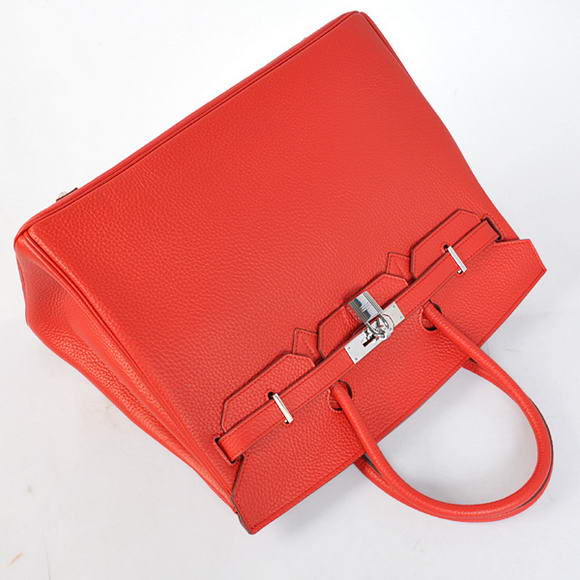 Hermes Birkin 35CM Tote Bags Togo Leather Red Silver Hermes Birkin 35CM Tote Bags Togo Leather Red Silver