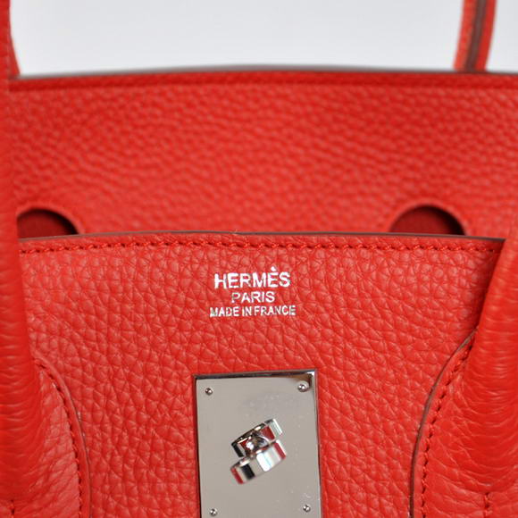 Hermes Birkin 35CM Tote Bags Togo Leather Red Silver Hermes Birkin 35CM Tote Bags Togo Leather Red Silver