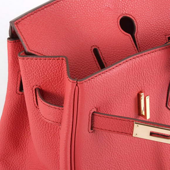 Hermes Birkin 35CM Smooth Leather Handbag 6089 Red Golden Hermes Birkin 35CM Smooth Leather Handbag 6089 Red Golden