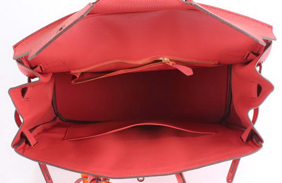 Hermes Birkin 35CM Smooth Leather Handbag 6089 Red Golden Hermes Birkin 35CM Smooth Leather Handbag 6089 Red Golden
