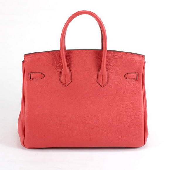 Hermes Birkin 35CM Smooth Leather Handbag 6089 Red Golden Hermes Birkin 35CM Smooth Leather Handbag 6089 Red Golden