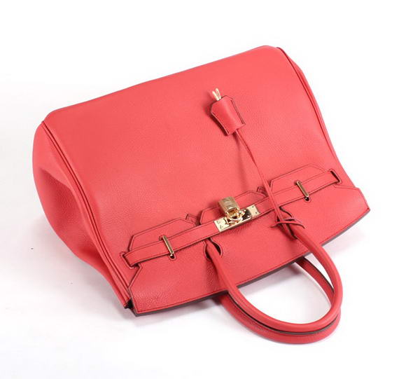 Hermes Birkin 35CM Smooth Leather Handbag 6089 Red Golden Hermes Birkin 35CM Smooth Leather Handbag 6089 Red Golden