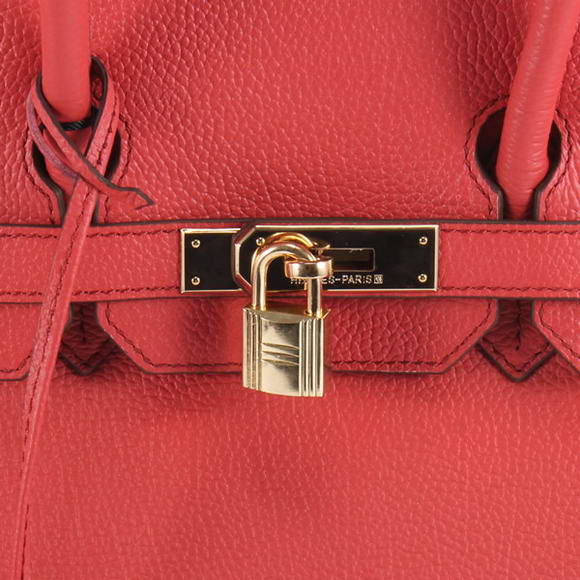 Hermes Birkin 35CM Smooth Leather Handbag 6089 Red Golden Hermes Birkin 35CM Smooth Leather Handbag 6089 Red Golden