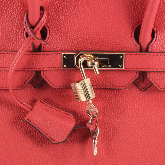 Hermes Birkin 35CM Smooth Leather Handbag 6089 Red Golden Hermes Birkin 35CM Smooth Leather Handbag 6089 Red Golden