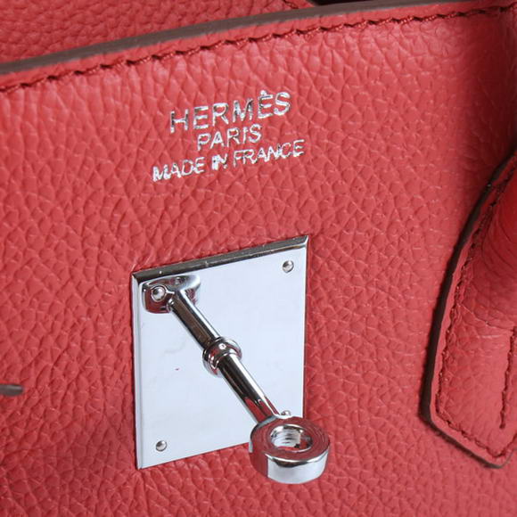Hermes Birkin 35CM Smooth Leather Handbag 6089 Red Silver Hermes Birkin 35CM Smooth Leather Handbag 6089 Red Silver