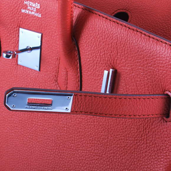Hermes Birkin 35CM Smooth Leather Handbag 6089 Red Silver Hermes Birkin 35CM Smooth Leather Handbag 6089 Red Silver