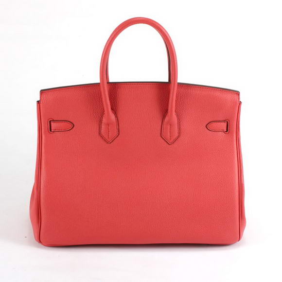 Hermes Birkin 35CM Smooth Leather Handbag 6089 Red Silver Hermes Birkin 35CM Smooth Leather Handbag 6089 Red Silver