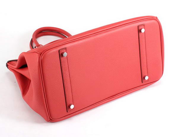 Hermes Birkin 35CM Smooth Leather Handbag 6089 Red Silver Hermes Birkin 35CM Smooth Leather Handbag 6089 Red Silver