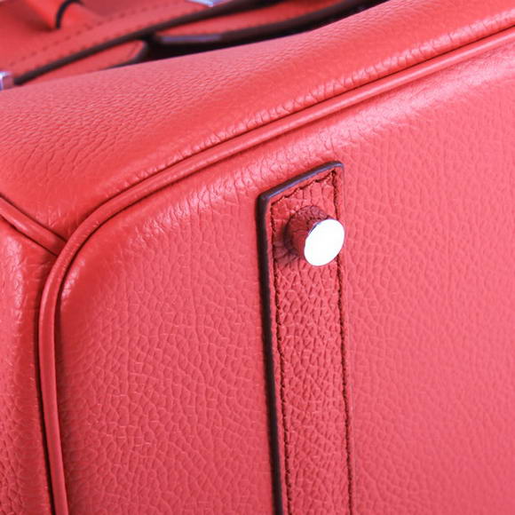 Hermes Birkin 35CM Smooth Leather Handbag 6089 Red Silver Hermes Birkin 35CM Smooth Leather Handbag 6089 Red Silver