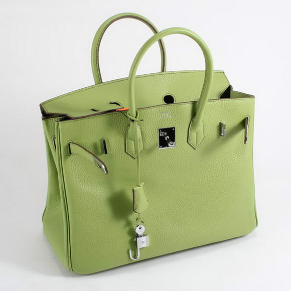 Hermes Birkin 35CM Togo Leather Handbag 6089 Green Silver Hermes Birkin 35CM Togo Leather Handbag 6089 Green Silver
