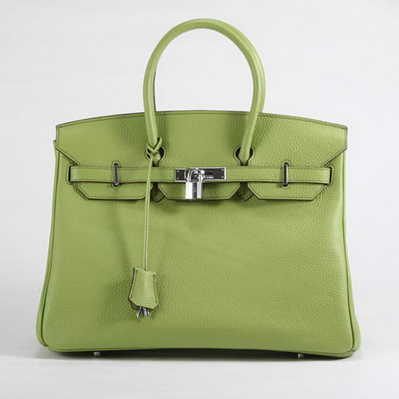 Hermes Birkin 35CM Togo Leather Handbag 6089 Green Silver Hermes Birkin 35CM Togo Leather Handbag 6089 Green Silver