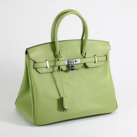 Hermes Birkin 35CM Togo Leather Handbag 6089 Green Silver Hermes Birkin 35CM Togo Leather Handbag 6089 Green Silver