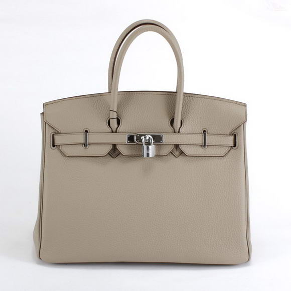 Hermes Birkin 35CM Togo Leather Handbag 6089 Light Grey Silver Hermes Birkin 35CM Togo Leather Handbag 6089 Light Grey Silver
