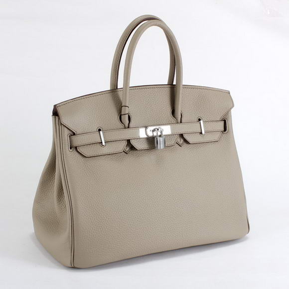 Hermes Birkin 35CM Togo Leather Handbag 6089 Light Grey Silver Hermes Birkin 35CM Togo Leather Handbag 6089 Light Grey Silver