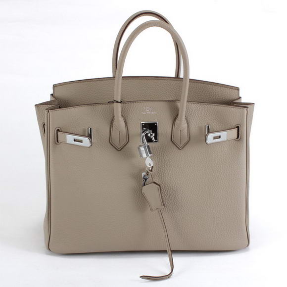 Hermes Birkin 35CM Togo Leather Handbag 6089 Light Grey Silver Hermes Birkin 35CM Togo Leather Handbag 6089 Light Grey Silver