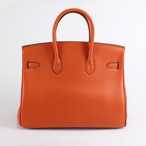 Hermes Birkin 35CM Togo Leather Handbag 6089 Orange Silver Hermes Birkin 35CM Togo Leather Handbag 6089 Orange Silver