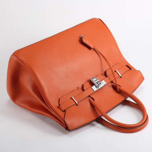 Hermes Birkin 35CM Togo Leather Handbag 6089 Orange Silver Hermes Birkin 35CM Togo Leather Handbag 6089 Orange Silver