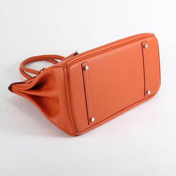 Hermes Birkin 35CM Togo Leather Handbag 6089 Orange Silver Hermes Birkin 35CM Togo Leather Handbag 6089 Orange Silver