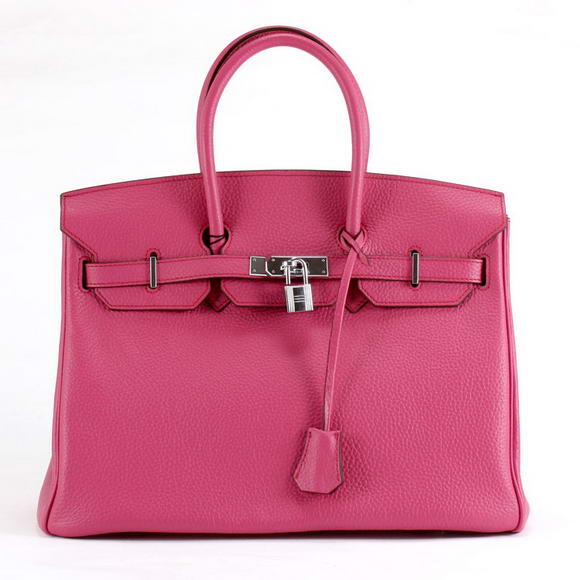 Hermes Birkin 35CM Togo Leather Handbag 6089 Rose Silver Hermes Birkin 35CM Togo Leather Handbag 6089 Rose Silver