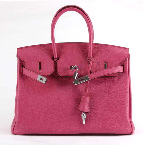 Hermes Birkin 35CM Togo Leather Handbag 6089 Rose Silver Hermes Birkin 35CM Togo Leather Handbag 6089 Rose Silver