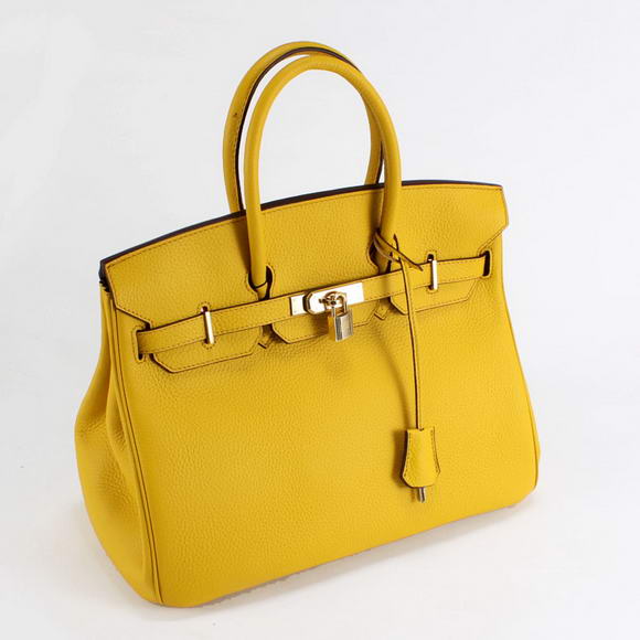 Hermes Birkin 35CM Togo Leather Handbag 6089 Yellow Golden Hermes Birkin 35CM Togo Leather Handbag 6089 Yellow Golden