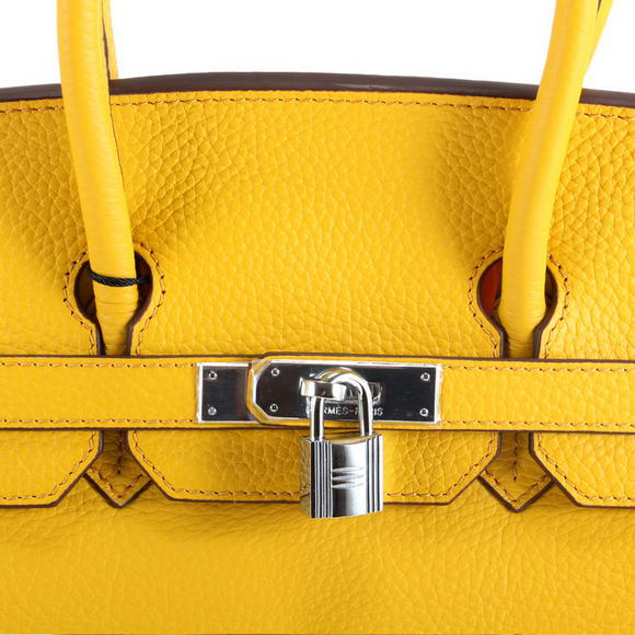 Hermes Birkin 35CM Togo Leather Handbag 6089 Yellow Silver Hermes Birkin 35CM Togo Leather Handbag 6089 Yellow Silver