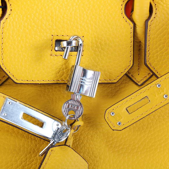 Hermes Birkin 35CM Togo Leather Handbag 6089 Yellow Silver Hermes Birkin 35CM Togo Leather Handbag 6089 Yellow Silver
