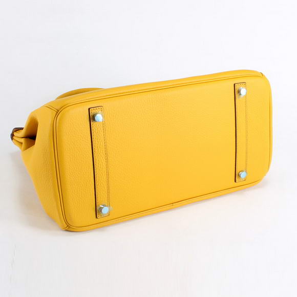 Hermes Birkin 35CM Togo Leather Handbag 6089 Yellow Silver Hermes Birkin 35CM Togo Leather Handbag 6089 Yellow Silver