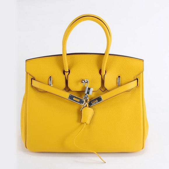 Hermes Birkin 35CM Togo Leather Handbag 6089 Yellow Silver Hermes Birkin 35CM Togo Leather Handbag 6089 Yellow Silver