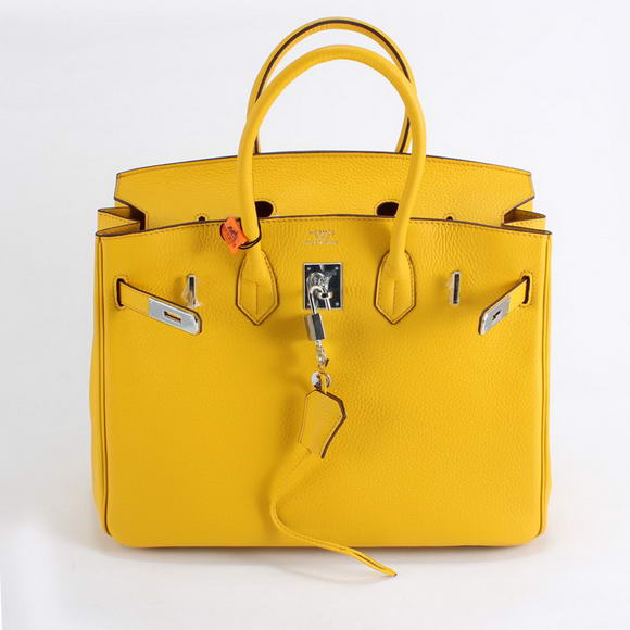 Hermes Birkin 35CM Togo Leather Handbag 6089 Yellow Silver Hermes Birkin 35CM Togo Leather Handbag 6089 Yellow Silver