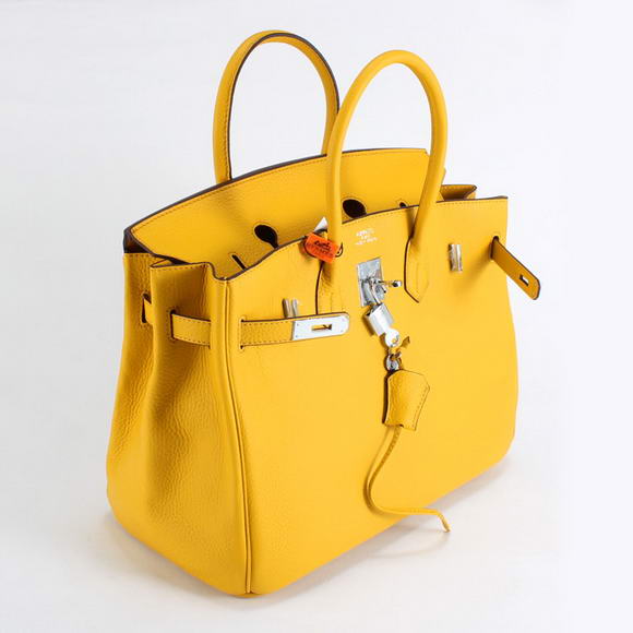 Hermes Birkin 35CM Togo Leather Handbag 6089 Yellow Silver Hermes Birkin 35CM Togo Leather Handbag 6089 Yellow Silver