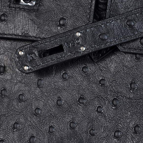 Hermes Birkin 35CM Tote Bags Ostrich Togo Leather Black Silver Hermes Birkin 35CM Tote Bags Ostrich Togo Leather Black Silver