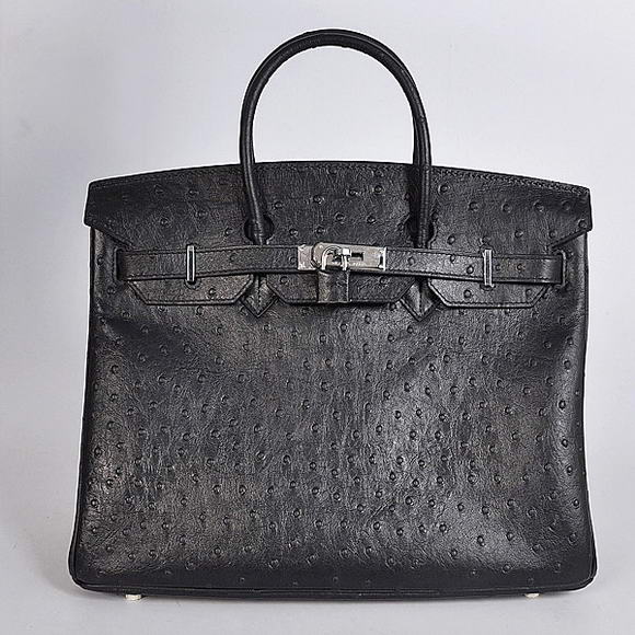 Hermes Birkin 35CM Tote Bags Ostrich Togo Leather Black Silver Hermes Birkin 35CM Tote Bags Ostrich Togo Leather Black Silver
