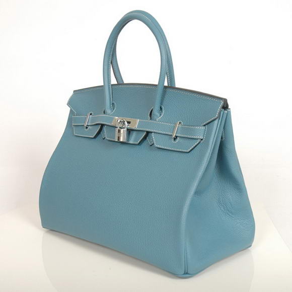 Hermes Birkin 35CM Tote Bags Smooth Togo Leather Blue Silver Hermes Birkin 35CM Tote Bags Smooth Togo Leather Blue Silver