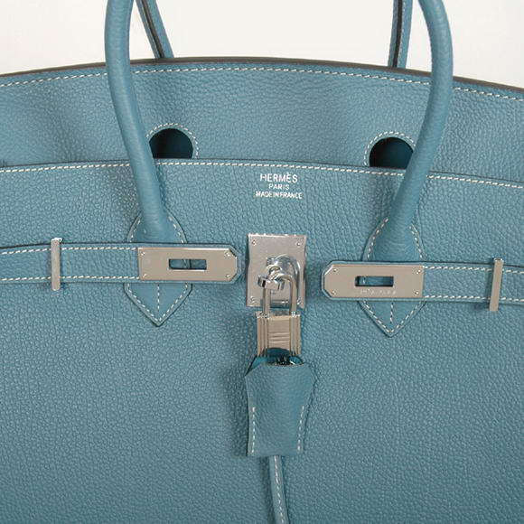 Hermes Birkin 35CM Tote Bags Smooth Togo Leather Blue Silver Hermes Birkin 35CM Tote Bags Smooth Togo Leather Blue Silver
