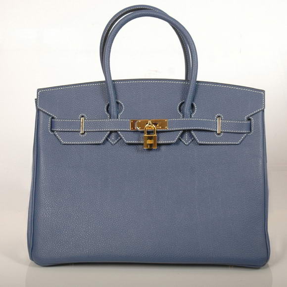 Hermes Birkin 35CM Tote Bags Smooth Togo Leather Dark Blue Golden Hermes Birkin 35CM Tote Bags Smooth Togo Leather Dark Blue Golden