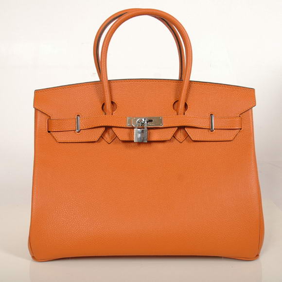 Hermes Birkin 35CM Tote Bags Smooth Togo Leather Orange Silver Hermes Birkin 35CM Tote Bags Smooth Togo Leather Orange Silver