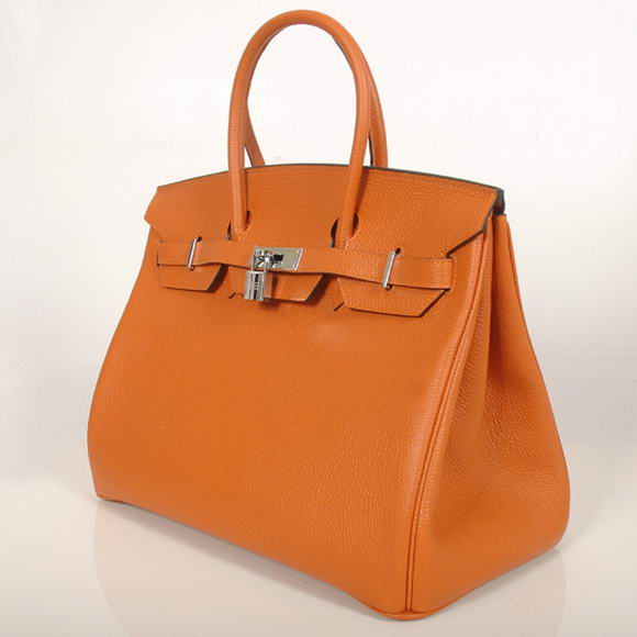 Hermes Birkin 35CM Tote Bags Smooth Togo Leather Orange Silver Hermes Birkin 35CM Tote Bags Smooth Togo Leather Orange Silver