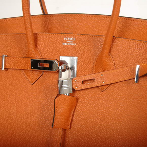Hermes Birkin 35CM Tote Bags Smooth Togo Leather Orange Silver Hermes Birkin 35CM Tote Bags Smooth Togo Leather Orange Silver