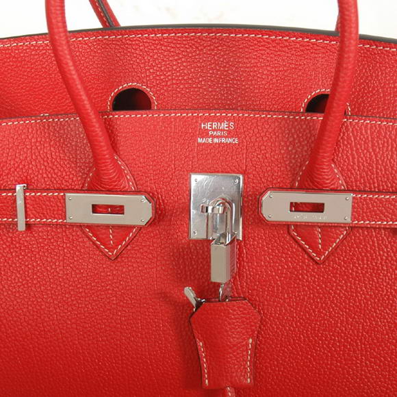 Hermes Birkin 35CM Tote Bags Smooth Togo Leather Red Silver Hermes Birkin 35CM Tote Bags Smooth Togo Leather Red Silver