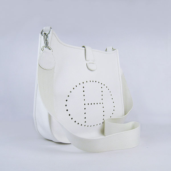 Hermes Cowhide Evelyne Messenger Bag 6309 White Hermes Cowhide Evelyne Messenger Bag 6309 White
